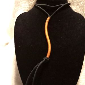 Long metal copper on leather cord